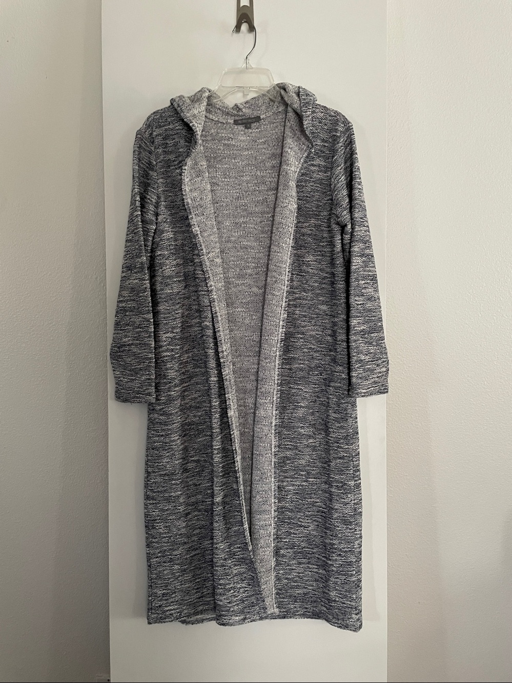 Retro-Ology Cotton Blend Long Hooded Duster Cardigan Sweater Blue NWOT